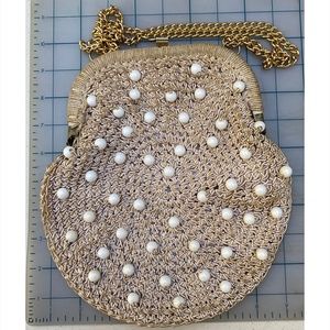 Fun Small Purse with White Plastic Bead Accents